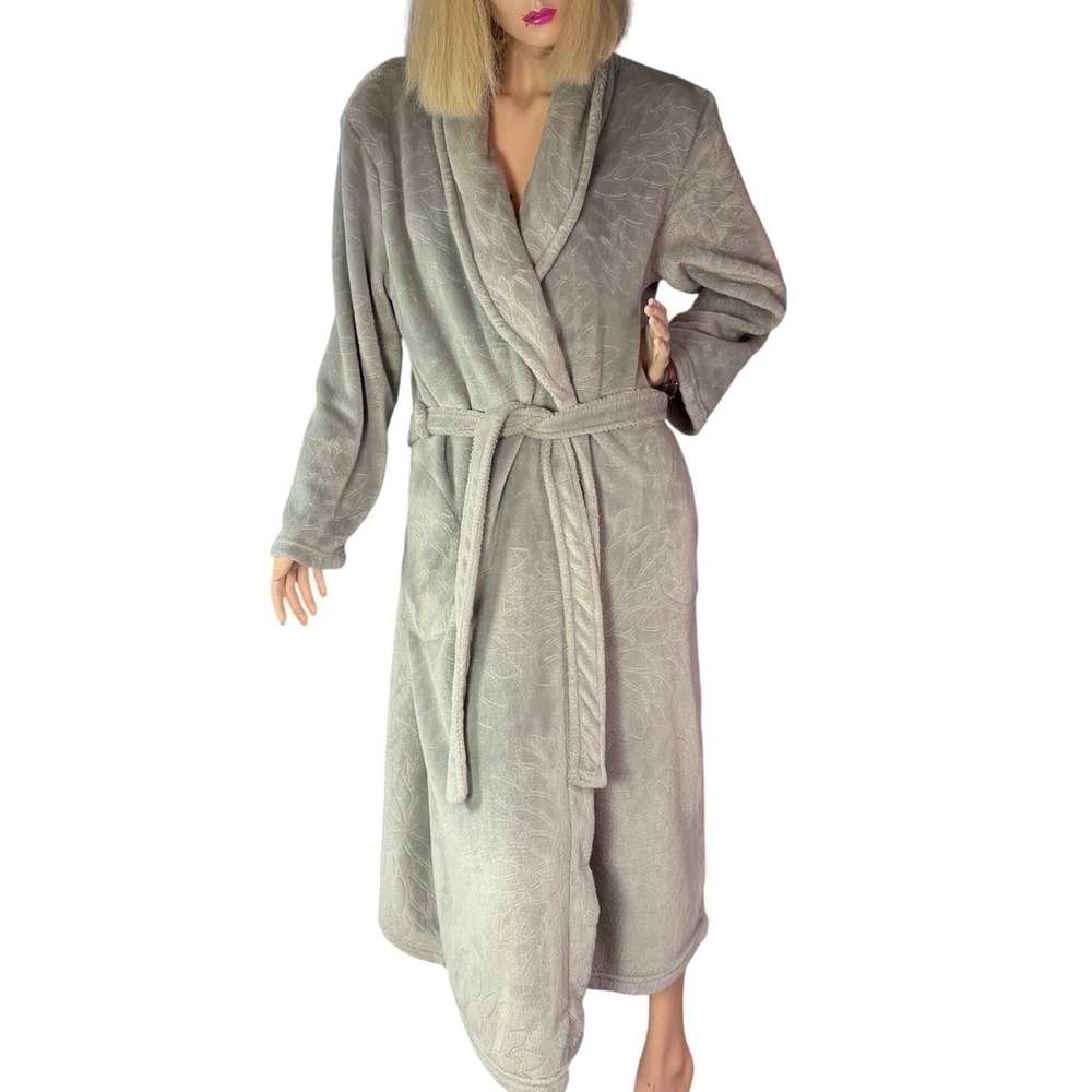 Jasmine Rose Plush Floral‎ Print Robe Pockets Cozy Loungewear Sleepwear OS
